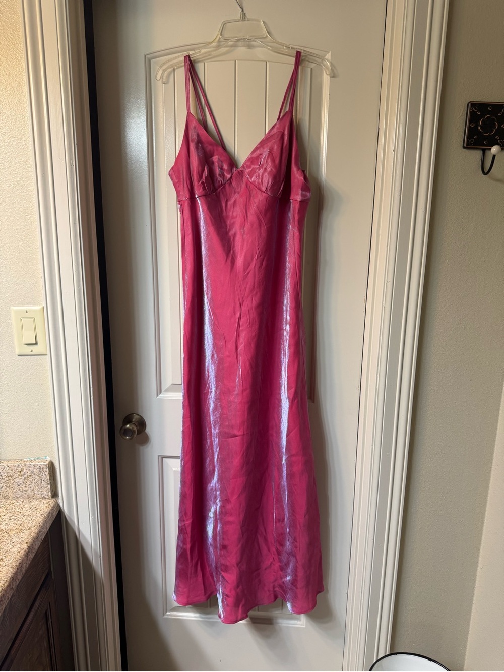 wild fable Pink Satin Slip Dress with Double Straps